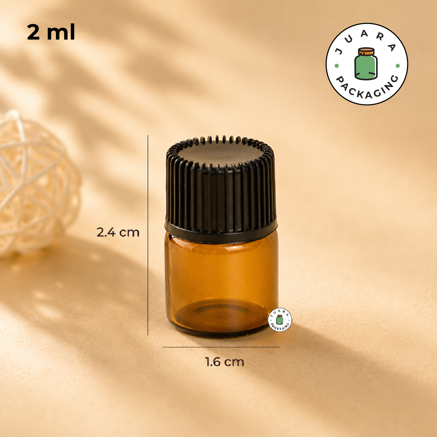 Botol Kaca Amber Mini - 2 ml - Image 3