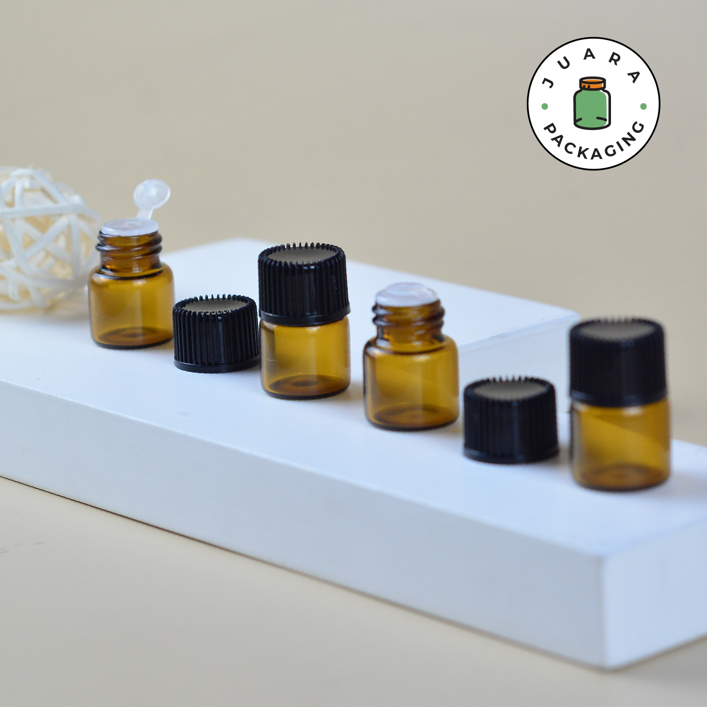 Botol Kaca Amber Mini - 2 ml - Image 2