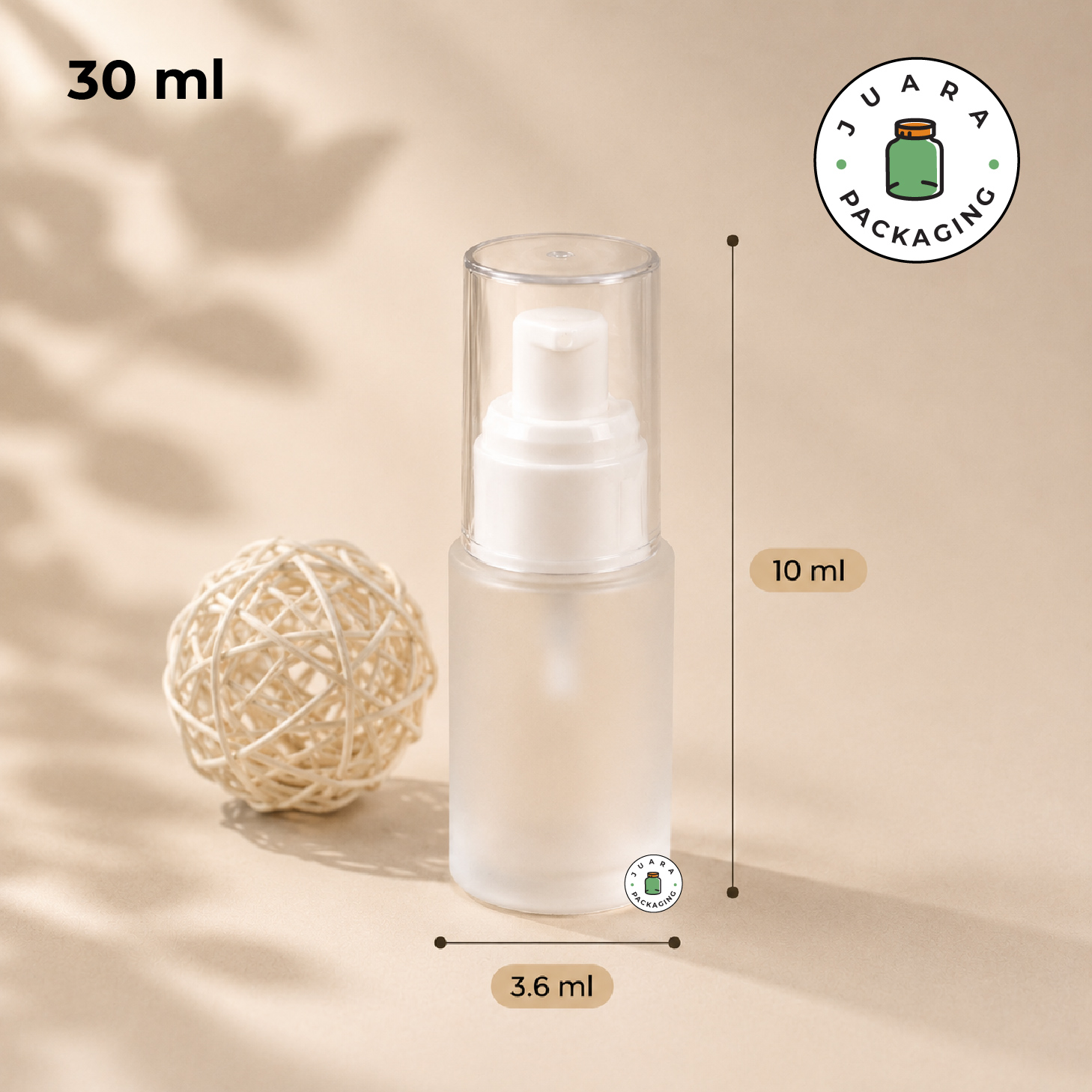 Botol Frosted Pump Putih - 30 ml - Image 3
