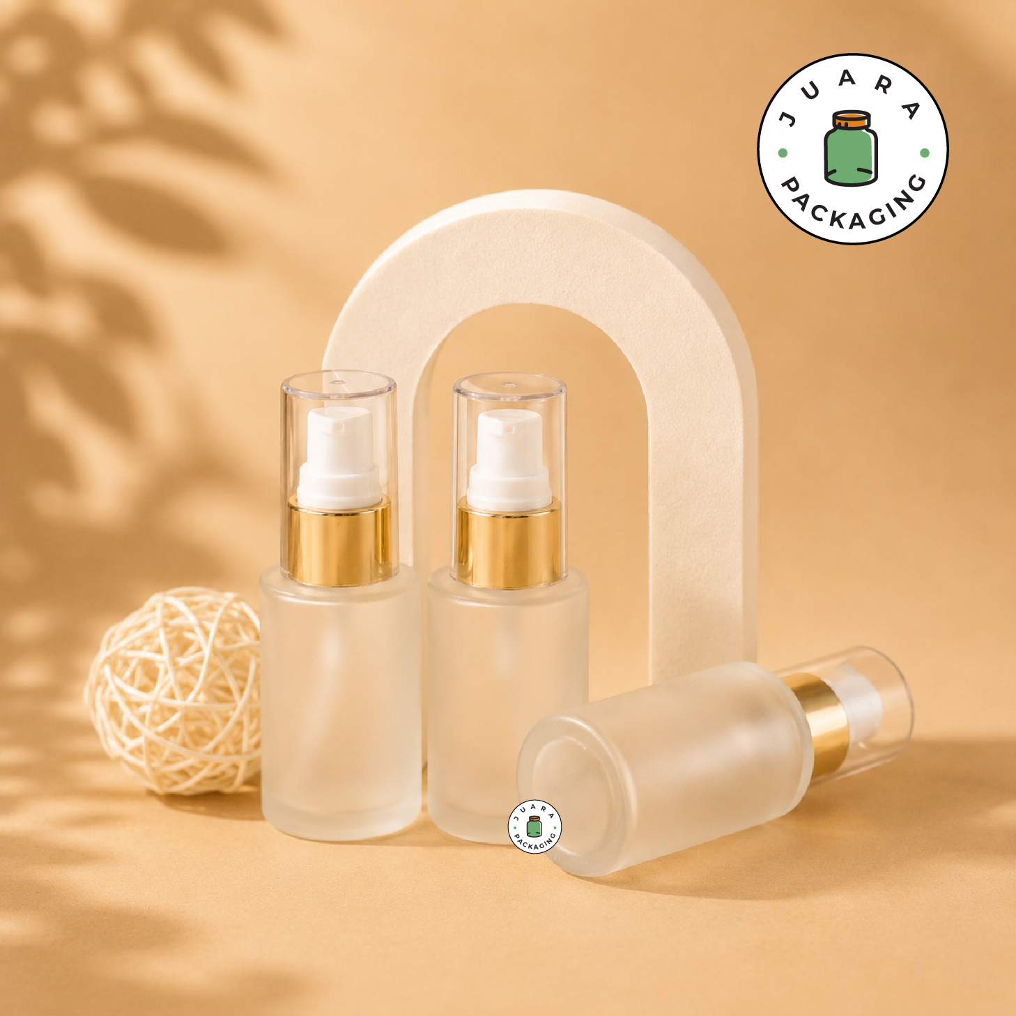 Botol Kaca Pump Leher Gold - 30 ml - Image 2