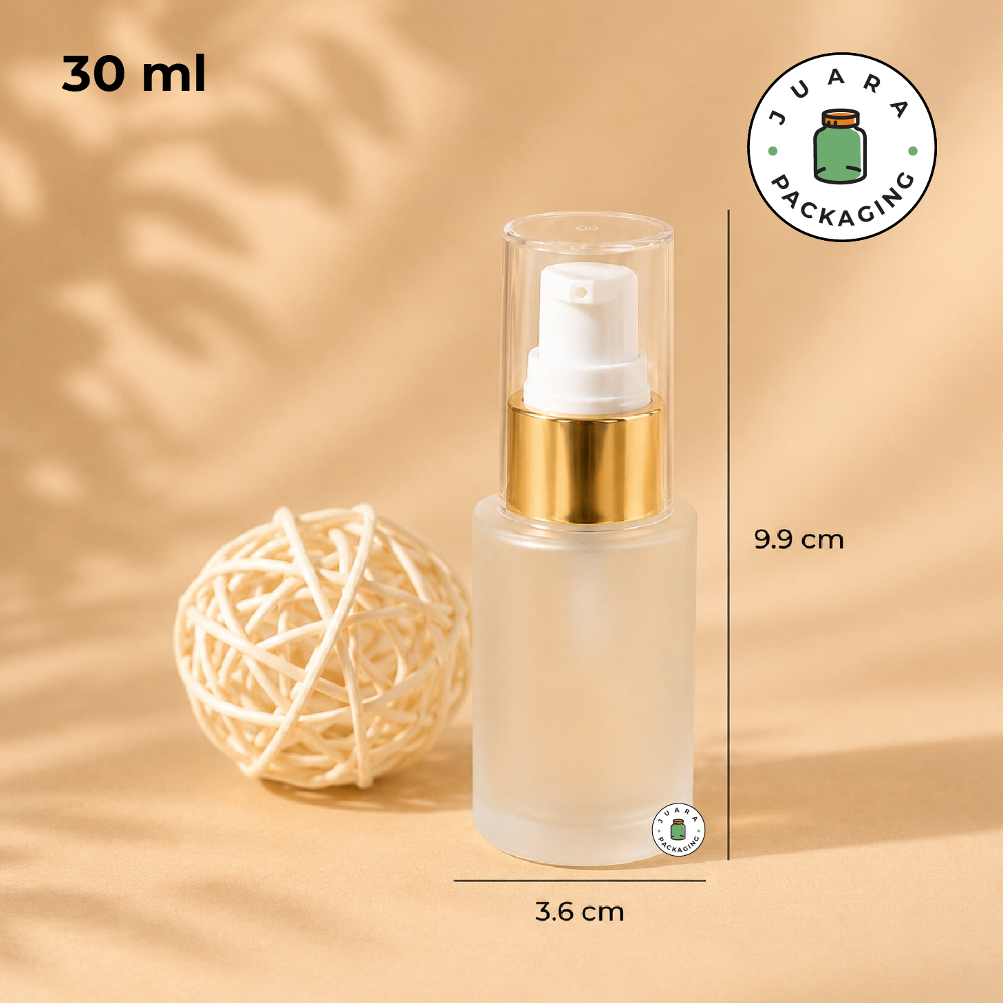 Botol Kaca Pump Leher Gold - 30 ml - Image 3