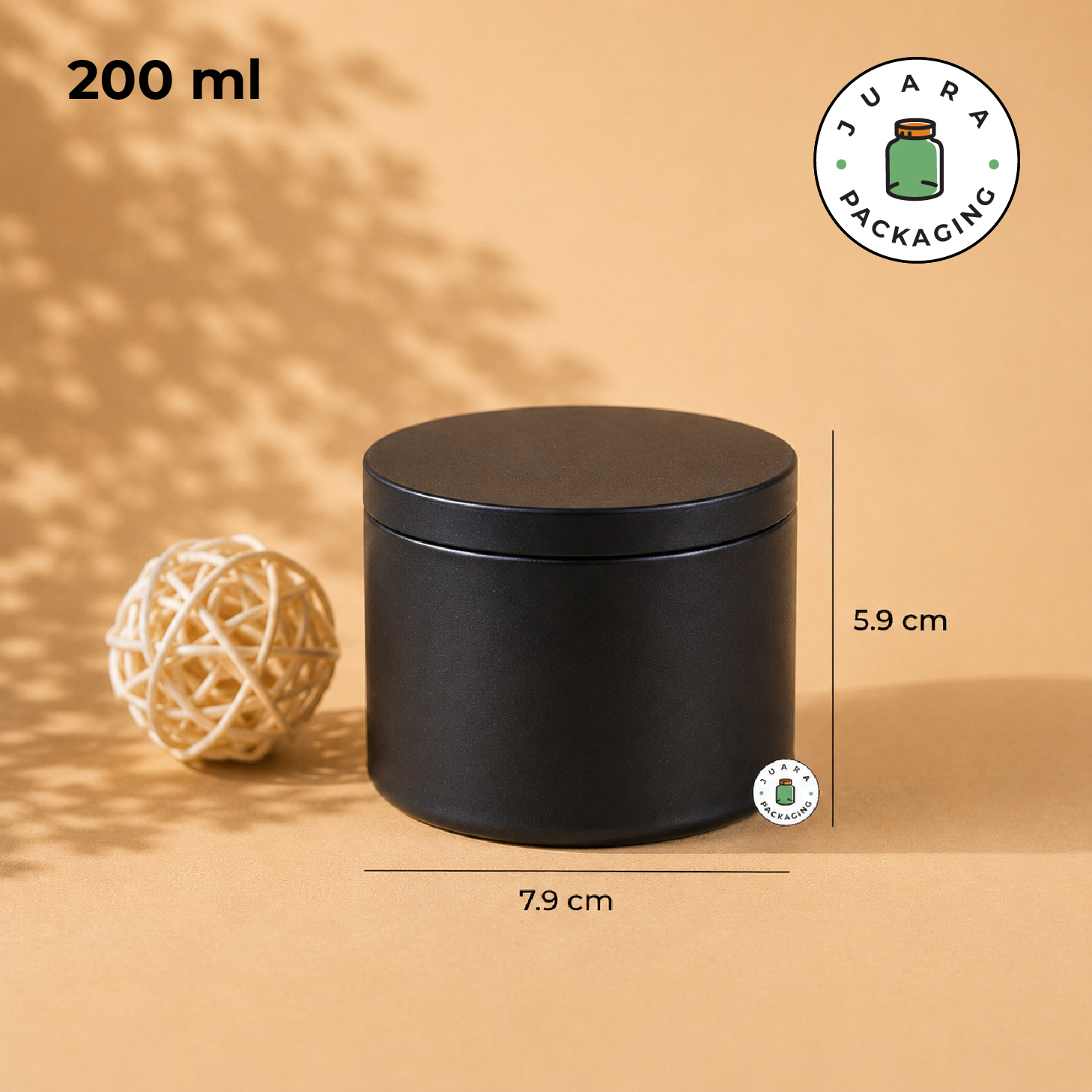 Jar Kaleng Inner Hitam - 200 ml - Image 3