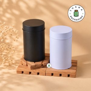 Wadah Kaleng Silinder Untuk Teh, Kopi, Rempah