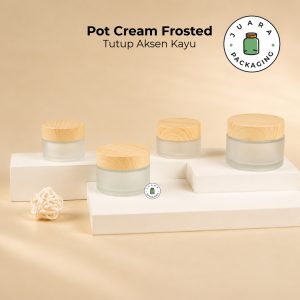Pot Cream Kaca Tutup Kayu - 5gr 10gr 15gr 30gr 50gr 100gr