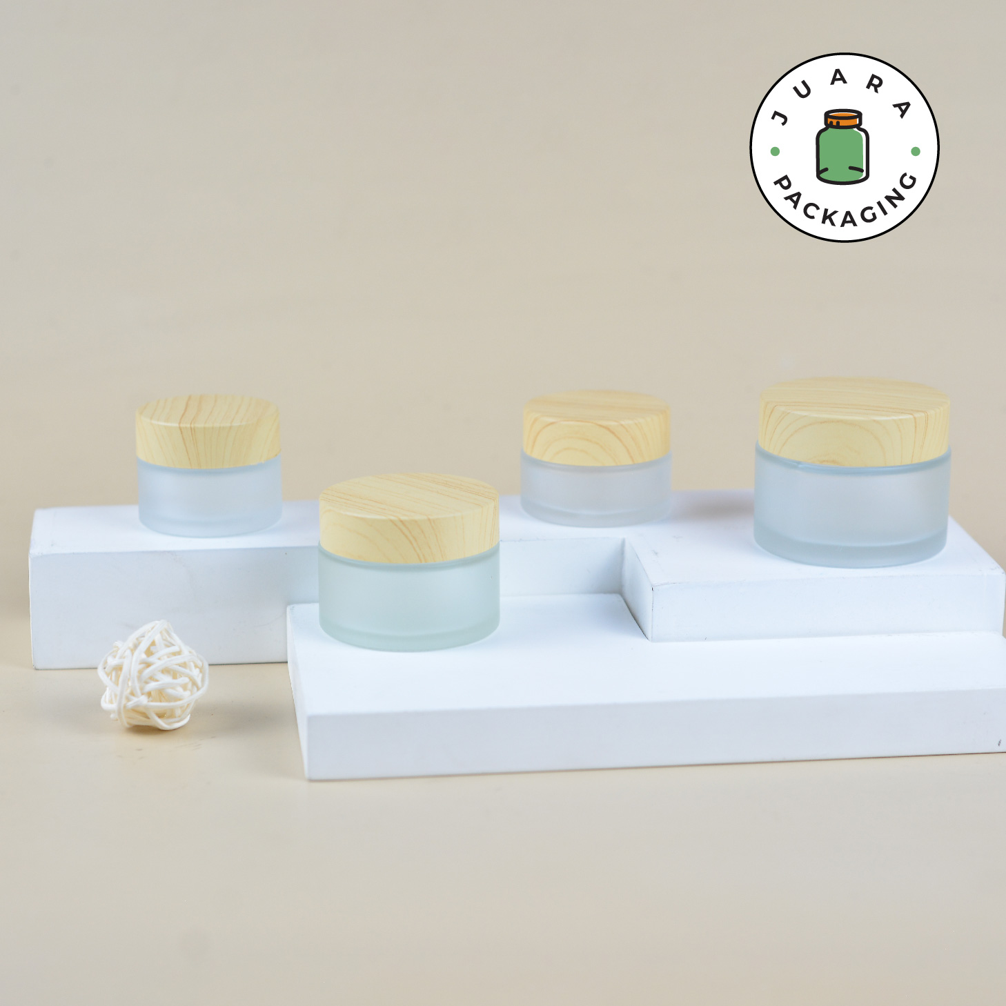 Pot Cream Kaca Tutup Kayu - 5gr 10gr 15gr 30gr 50gr 100gr - Image 2