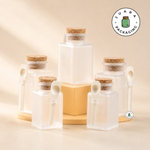 Botol Acrylic Kotak Tutup Gabus + Sendok - 100 ml 200 ml