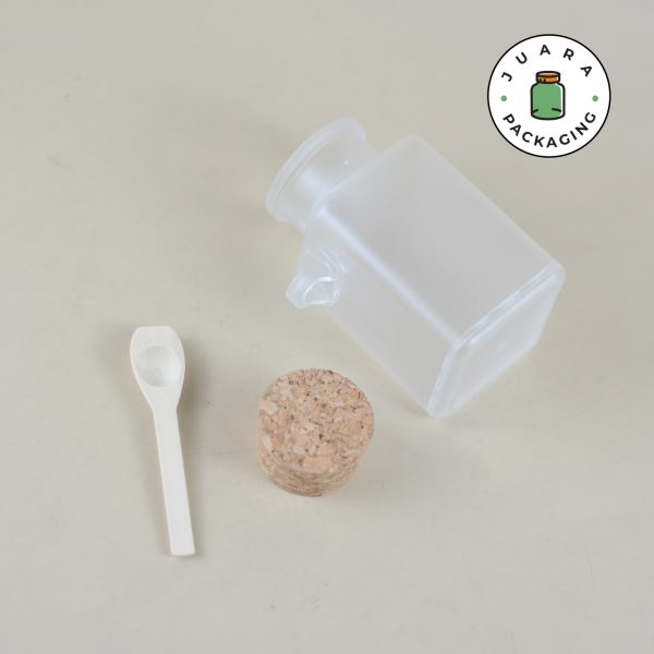 Botol Acrylic Kotak Tutup Gabus + Sendok - 100 ml 200 ml - Image 4