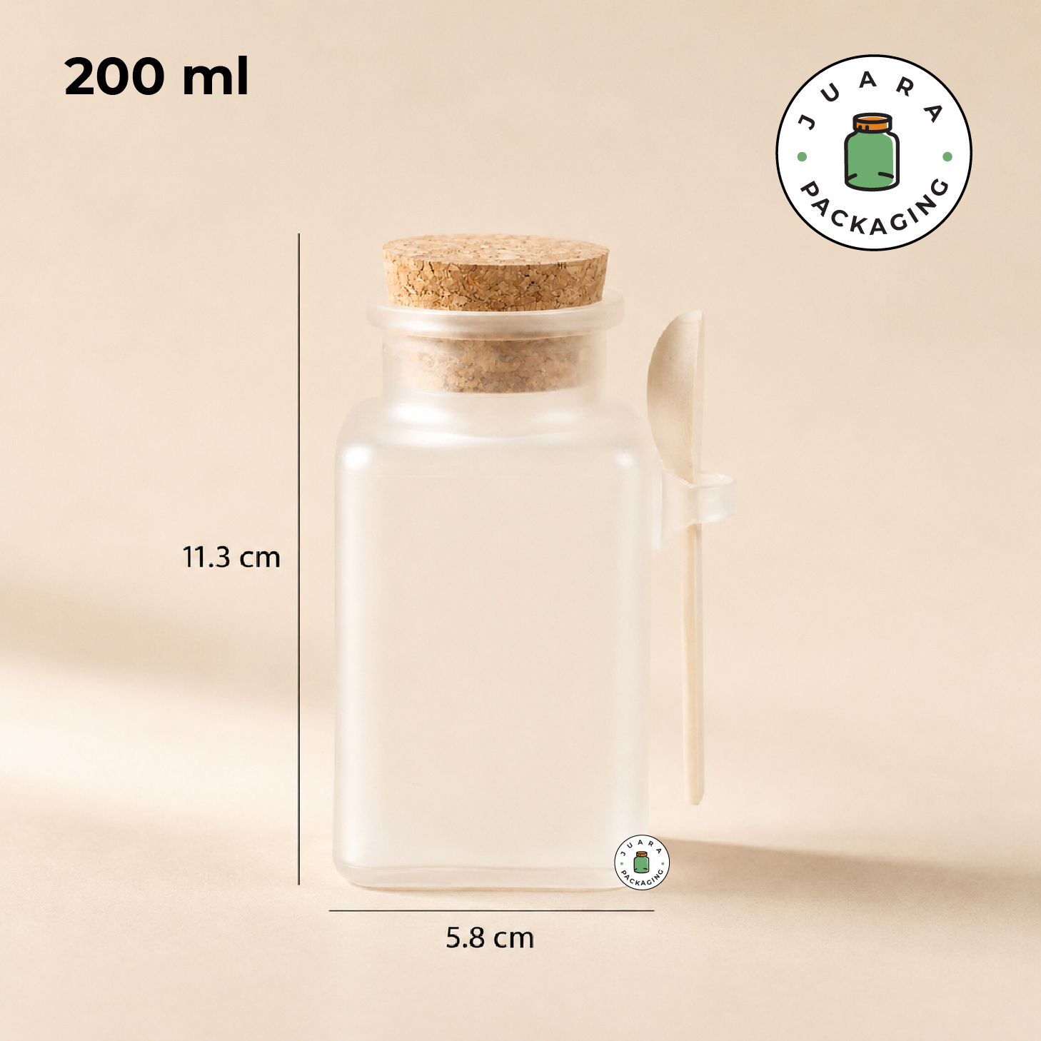 Botol Acrylic Kotak Tutup Gabus + Sendok - 100 ml 200 ml - Image 5