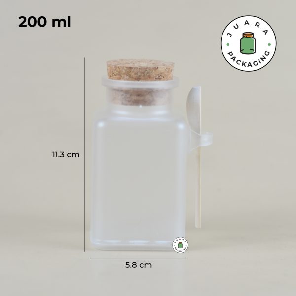 Botol Acrylic Kotak Tutup Gabus + Sendok - 100 ml 200 ml - Image 6