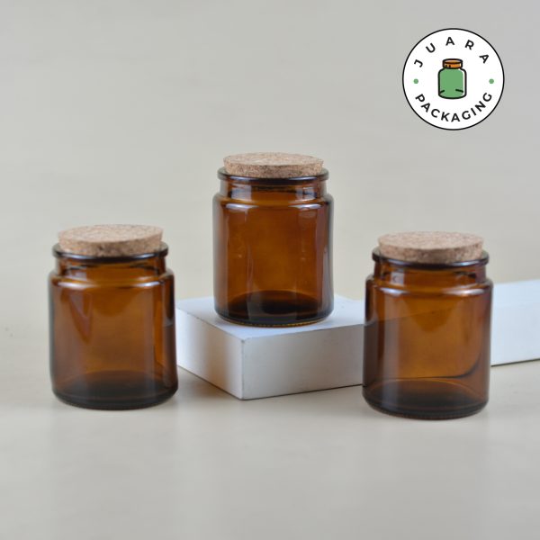 Jar Kaca Coklat Tutup Gabus - 200 ml - Suplyer Kemasan Skincare ...