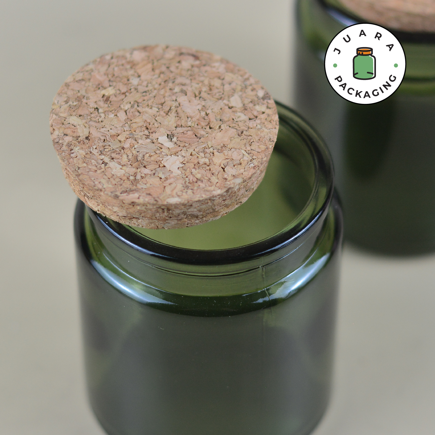 Jar Kaca Hijau Tutup Gabus - 200 ml - Beauty Products Store