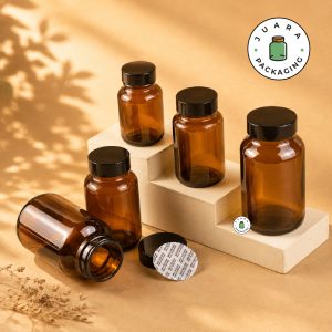 Jar Kaca Amber + Inner Seal - 60ml 100ml 120ml 200ml