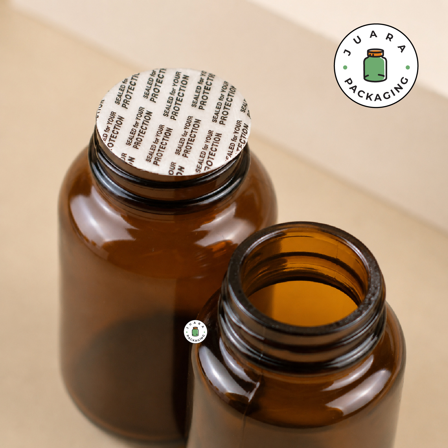 Jar Kaca Amber + Inner Seal - 60ml 100ml 120ml 200ml - Image 2