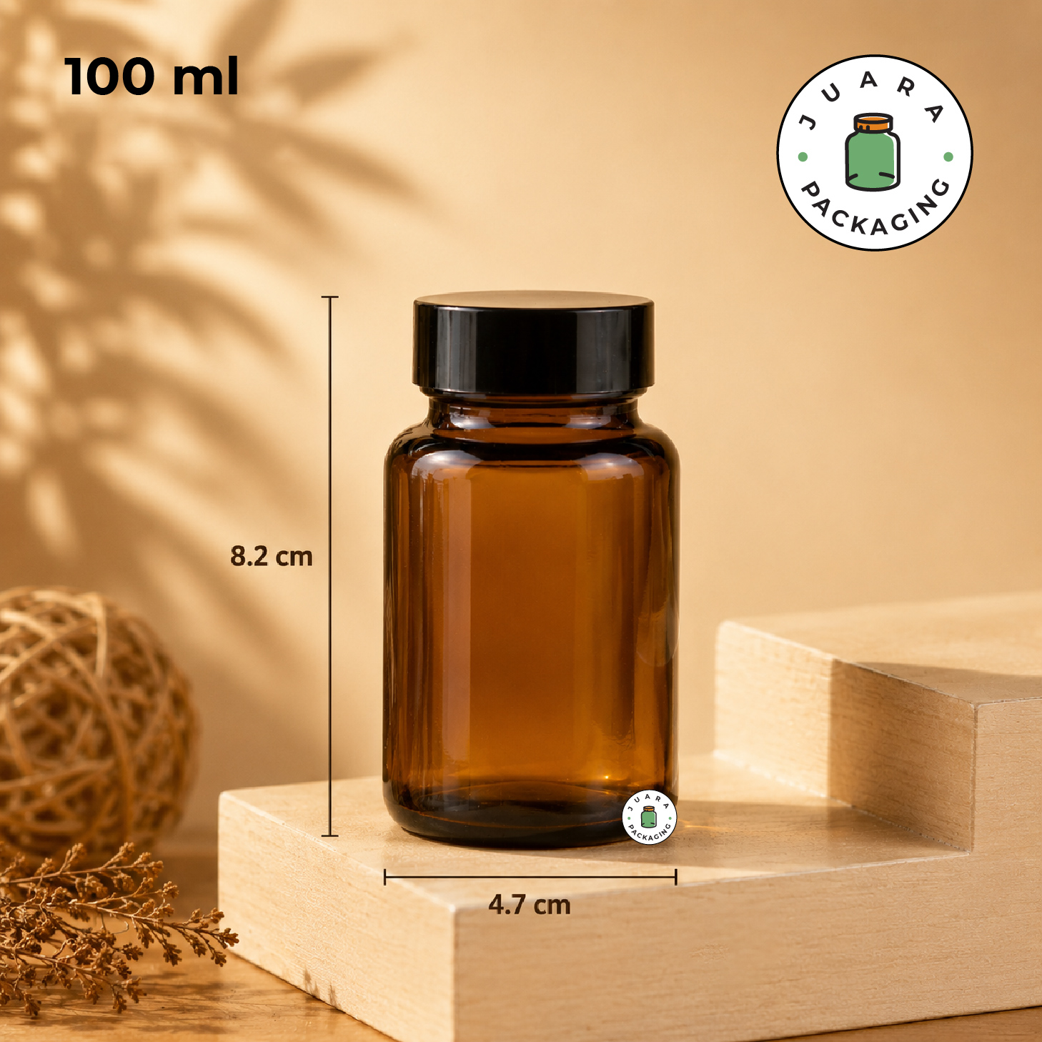 Jar Kaca Amber + Inner Seal - 60ml 100ml 120ml 200ml - Image 4