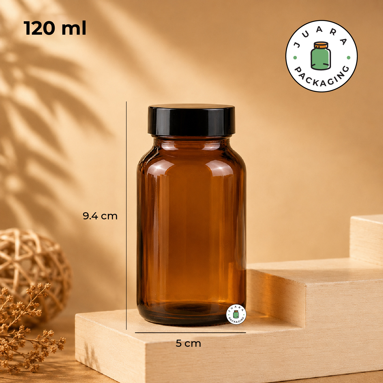 Jar Kaca Amber + Inner Seal - 60ml 100ml 120ml 200ml - Image 5