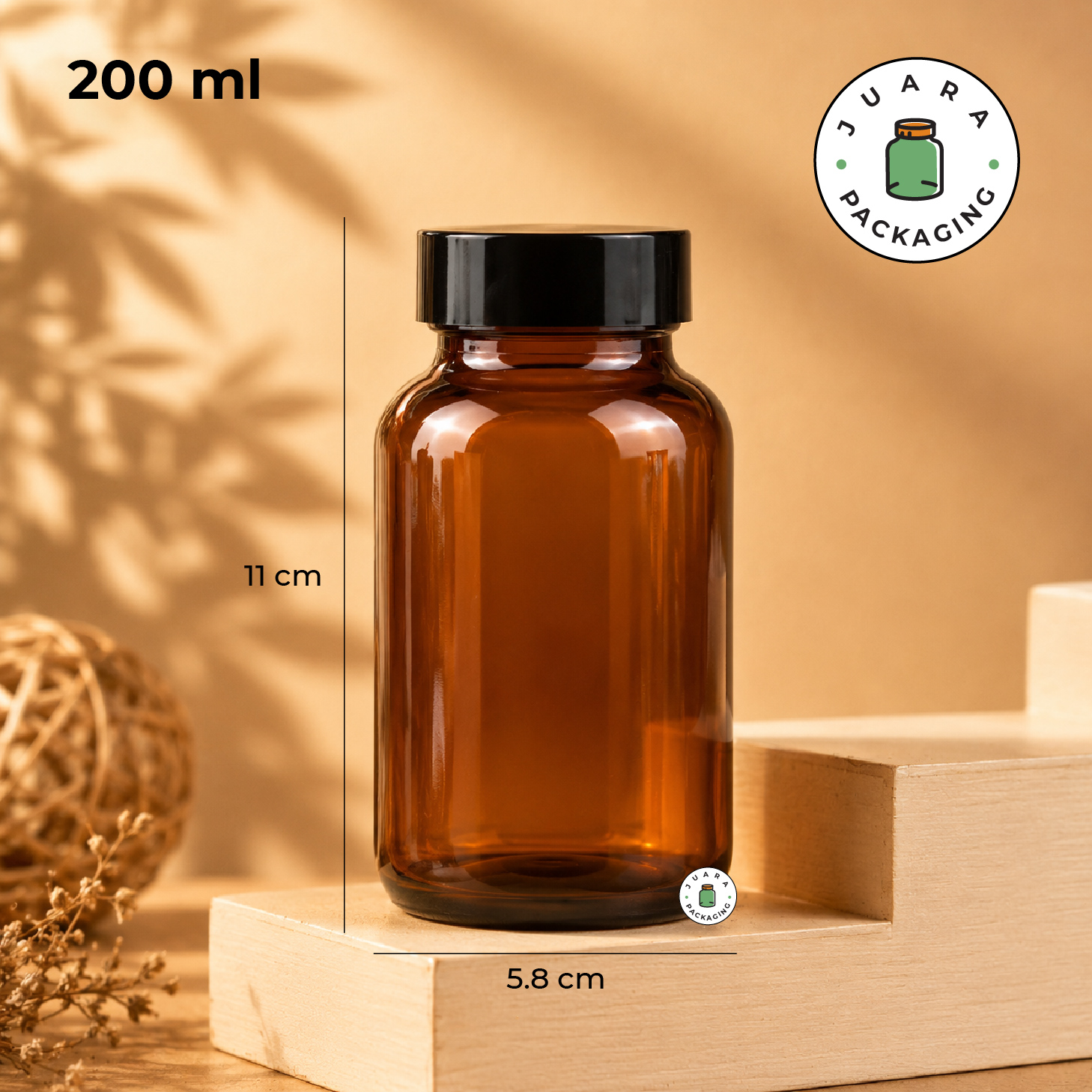 Jar Kaca Amber + Inner Seal - 60ml 100ml 120ml 200ml - Image 6