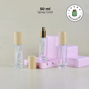Botol Parfum Spray Gold Tutup Kayu - 50 ml