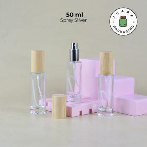 Botol Parfum Spray Silver Tutup Kayu - 50 ml
