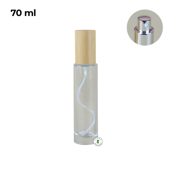 Botol Parfum Spray Silver Tutup Kayu - 70 ml