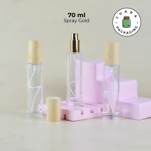 Botol Parfum Spray Gold Tutup Kayu - 70 ml