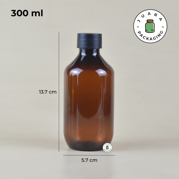Botol Plastik Coklat Tutup Dropper - 300 ml - Image 3