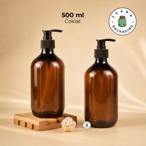 Botol Pump Plastik Coklat - 500 ml