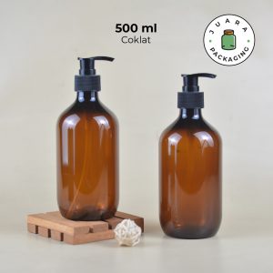 Botol Pump Plastik Coklat - 500 ml