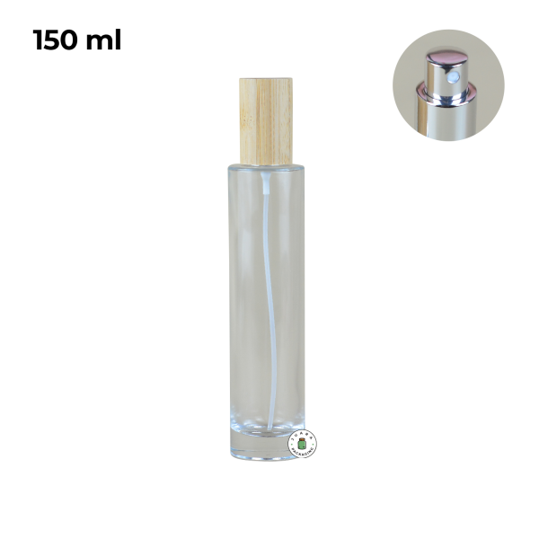 Botol Parfum Spray Silver Tutup Kayu - 150 ml