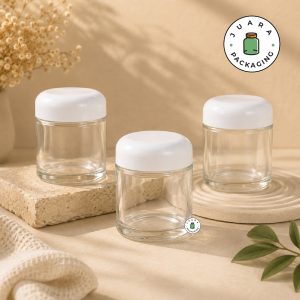 Pot Cream Kaca Bening Bulat + Inner Lid - 100 gr