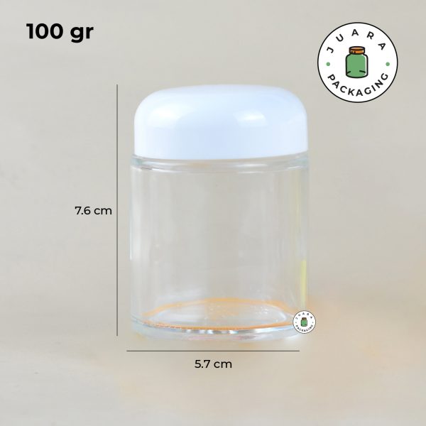 Pot Cream Kaca Bening Bulat + Inner Lid - 100 gr - Image 6