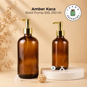 Botol Kaca Amber Coklat Pump Gold 500ml 250ml