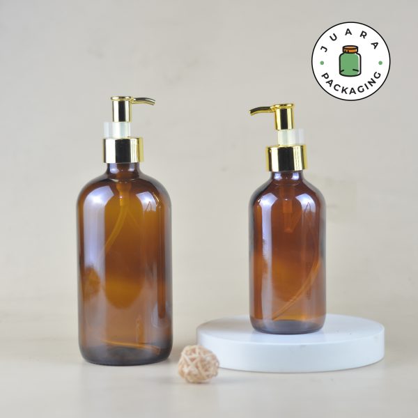 Botol Kaca Amber Coklat Pump Gold 500ml 250ml - Image 2