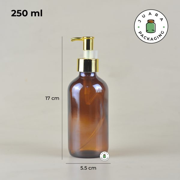 Botol Kaca Amber Coklat Pump Gold 500ml 250ml - Image 3