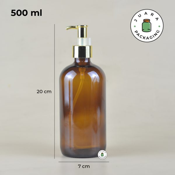 Botol Kaca Amber Coklat Pump Gold 500ml 250ml - Image 4
