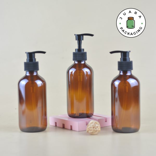 Botol Kaca Amber Pump Hitam 250 ml - Image 2