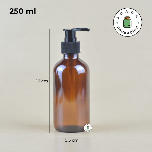 Botol Kaca Amber Pump Hitam 250 ml - Image 3