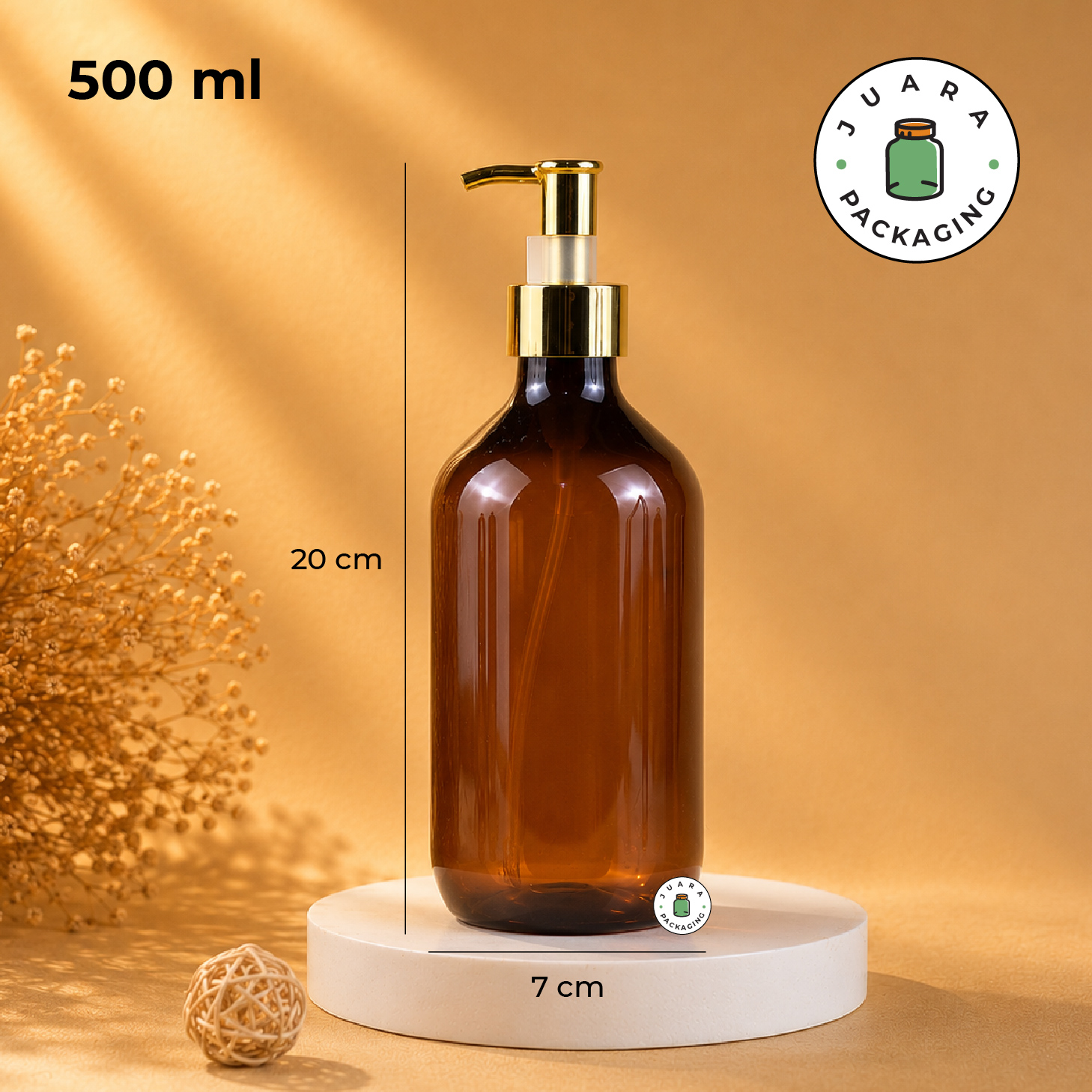 Botol Plastik Amber Pump Gold 500ml 300ml - Image 5