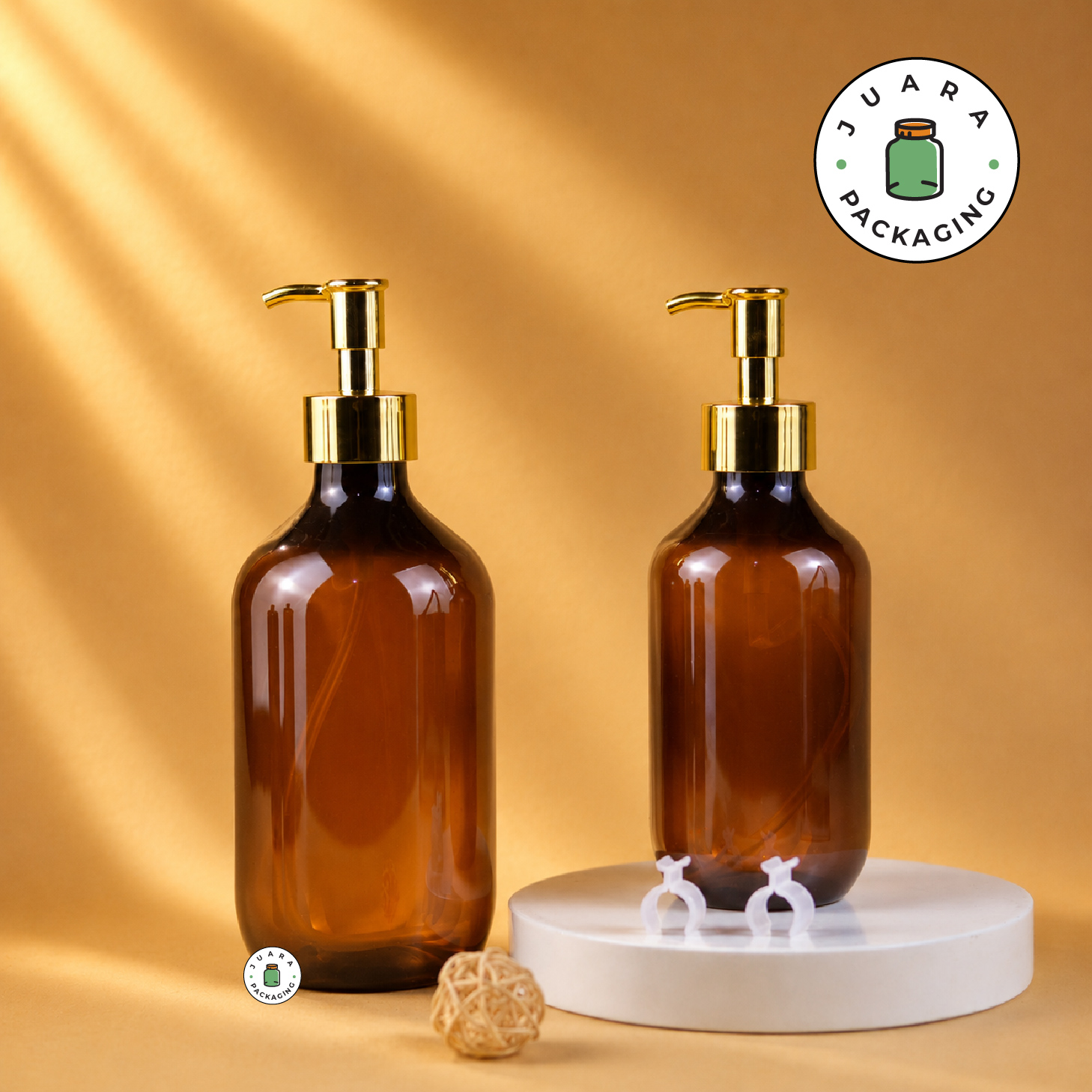 Botol Plastik Amber Pump Gold 500ml 300ml - Image 2