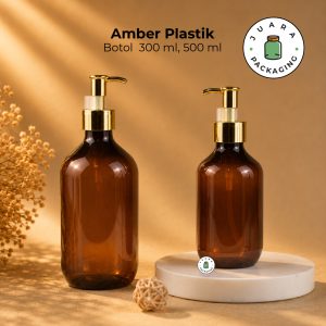 Botol Plastik Amber Pump Gold 500ml 300ml