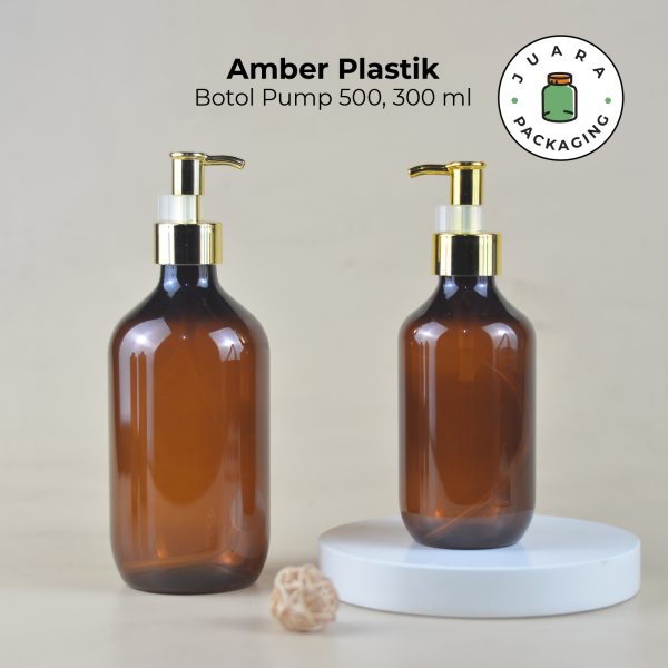 Botol Plastik Amber Pump Gold 500ml 300ml