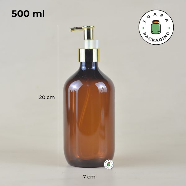 Botol Plastik Amber Pump Gold 500ml 300ml - Image 4