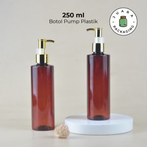 Botol Plastik Coklat Pump Gold 250ml