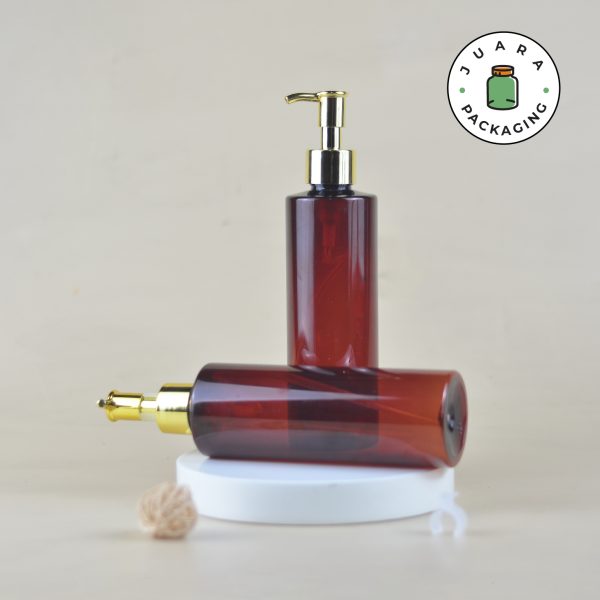 Botol Plastik Coklat Pump Gold 250ml - Image 4