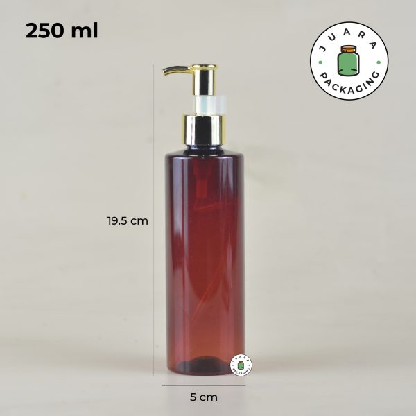Botol Plastik Coklat Pump Gold 250ml - Image 5