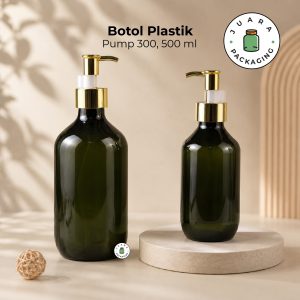 Botol Plastik Hijau Pump Gold 500ml 300ml