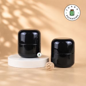 Jar Tin Can Bentuk Kapsul Hitam Glossy