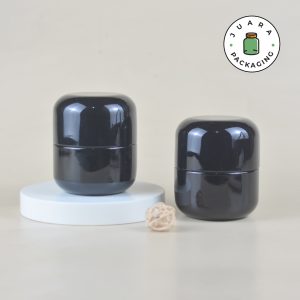 Jar Tin Can Bentuk Kapsul Hitam Glossy