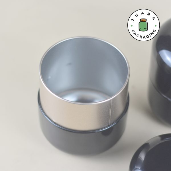 Jar Tin Can Bentuk Kapsul Hitam Glossy - Image 3