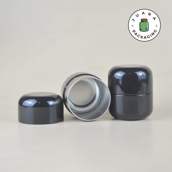 Jar Tin Can Bentuk Kapsul Hitam Glossy - Image 4