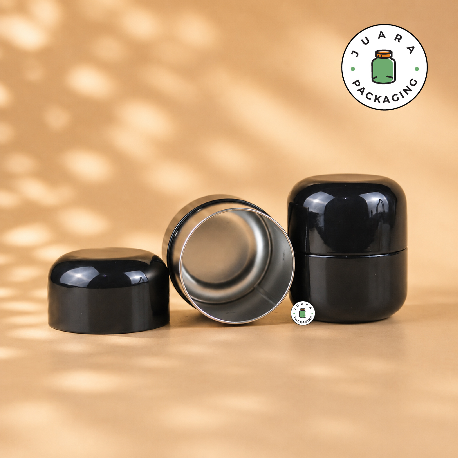 Jar Tin Can Bentuk Kapsul Hitam Glossy - Image 5